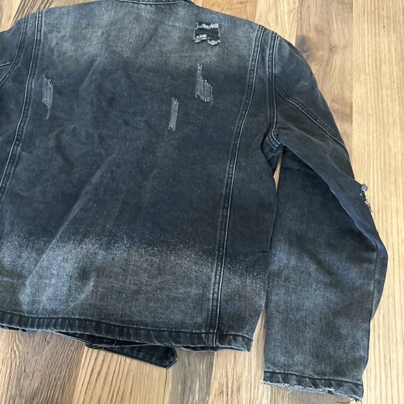 BALMAIN Paris Crach Double Rider Mens Denim Jacket Black/Gray Italy Money - Picture 13 of 16
